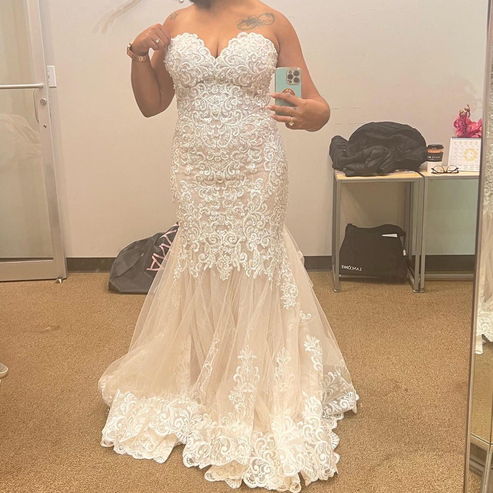 Allure Bridals Cream Embellished Tiered Gown for Bride